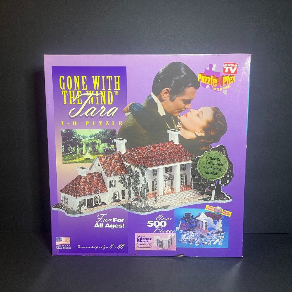 NIB Vintage 1994 Collectible Gone with the Wind Tara 500pc 3D Puzzle Plex